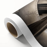 Art deco style airplane illustration in monochrome shades on rolled canvas, suitable for nursery wall art.