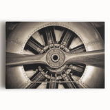 Black and white photo of an airplane on stretched canvas, ideal for kitchen wall art or bedroom ambiance.