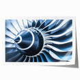 Art deco poster featuring a vintage airplane design in muted blue and gray tones on rolled print.