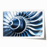 Art deco poster featuring a vintage airplane design in muted blue and gray tones on rolled print.