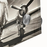 Large abstract acrylic print featuring an airplane design in muted metallic tones, ideal for bedroom or dining room art.