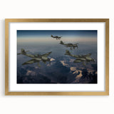 Textured abstract art print of an airplane in neutral tones on a gold-framed canvas, ideal for bedroom art.
