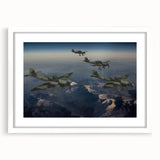 Extra large abstract art print of an airplane, featuring textured gray and blue tones on a white framed canvas.