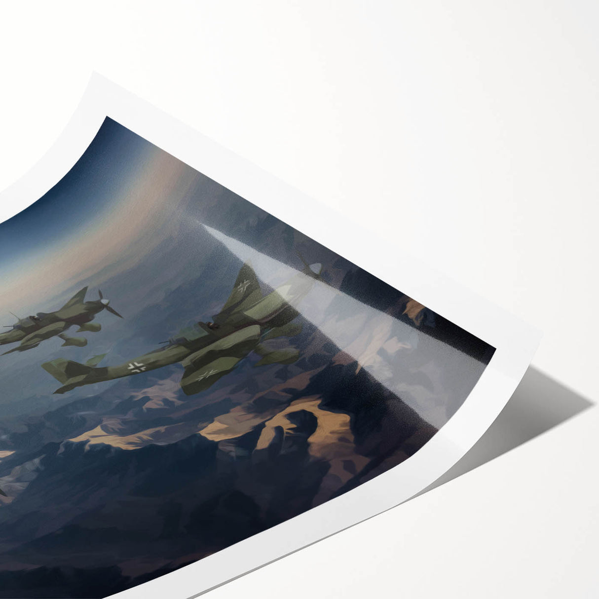 Extra large rolled print of a vintage airplane with muted earth tones, ideal for classy bathroom wall art.