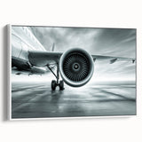 Black and white framed canvas featuring a vintage airplane, ideal for bedroom wall decor.