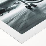 Art deco poster of a vintage airplane in muted beige and brown on rolled canvas, suitable for dining room wall art.