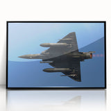 Framed acrylic print of a large abstract airplane design in black and gray, ideal for bedroom or dining room art.