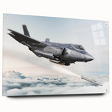 Acrylic print of a side-view airplane in grayscale, ideal for modern bedroom or dining room decor.