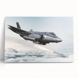 Black and white photo of an airplane in flight on a stretched canvas, suitable for kitchen wall art or bedroom ambiance.