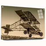 Acrylic print of a side view of an airplane in grayscale, ideal for modern bedroom or dining room decor.
