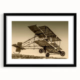 Extra large abstract art print of a colorful airplane, textured and framed in black, ideal for living room decor.