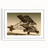 Extra large abstract art print of an airplane, featuring textured gray and blue tones on a white framed canvas.