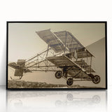 Large abstract airplane design in black and white, framed acrylic print.