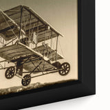 Black and white framed canvas of an airplane, ideal for modern bedroom wall art.