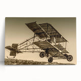 Black and white photograph of an airplane on stretched canvas, ideal for kitchen wall art or bedroom.