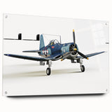 Side view of an airplane depicted in large abstract style on acrylic glass, with a neutral and gray color scheme.