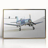 Large abstract wall art depicting a mid-century modernist airplane in muted gold and gray on a framed acrylic print.