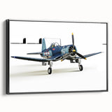 Black and white framed canvas of a vintage airplane, ideal for bedroom wall art with a classic touch.