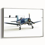 Vintage airplane depicted in colorful art on a black background, framed canvas, suitable for an office or study.