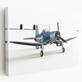 Side view of a classic airplane on stretched canvas, featuring neutral gray tones, perfect for kitchen wall art.