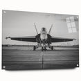 Acrylic print of a side view of an airplane in grayscale, ideal for modern bedroom or dining room decor.