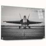 Acrylic print of a side view of an airplane in grayscale, ideal for modern bedroom or dining room decor.
