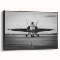 Black and white framed canvas of a vintage airplane, ideal for bedroom wall decor.