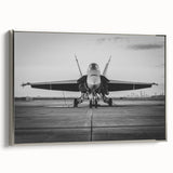 Framed canvas featuring a vintage poster of colorful airplanes in flight against a black background.