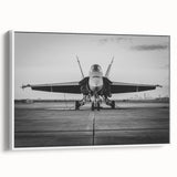 Vintage poster art of a classic airplane in black and colorful tones on a framed canvas.