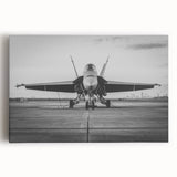 Black and white photo of a vintage airplane on stretched canvas, suited for kitchen wall art.
