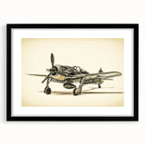 Extra large colorful art print featuring abstract airplanes on textured canvas, framed in black.