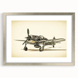 Abstract textured art print of an airplane in grayscale, framed in silver, suitable for bedroom decor.
