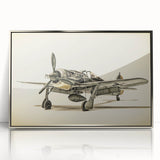 Mid-century modernist style airplane illustration in muted gray and blue tones on a large framed acrylic print.