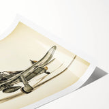 Extra large rolled print of a vintage airplane, featuring muted earth tones, ideal for classy bathroom wall art.