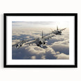 Extra large abstract art print of colorful, textured airplanes on a black framed canvas, ideal for living room decor.
