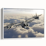 Framed canvas depicting a vintage airplane in black and white, ideal for bedroom wall art.