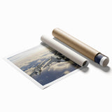 Rolled print of abstract airplane design in muted gray, ideal for dining room wall art.