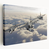 Side view of an airplane depicted in muted gray tones on a large stretched canvas, suitable for kitchen wall art.