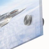 Close-up of a large abstract acrylic print depicting colorful airplanes, ideal for bedroom or dining room art.