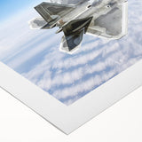 Art deco poster featuring a stylized vintage airplane in muted gold and navy, printed on rolled canvas.