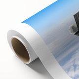 Art deco poster of a vintage airplane in muted sepia tones on rolled canvas, suitable for nursery wall art.