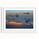 Extra large abstract art print of an airplane in textured gray and blue tones on a framed white canvas.