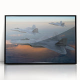 Large abstract wall art featuring a mid-century modernist airplane design in black and white, framed acrylic.