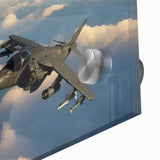 Large abstract wall art featuring an airplane design on acrylic glass, in muted metallic tones.