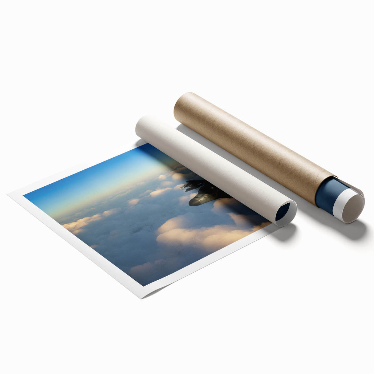 Rolled print of a vintage airplane in muted sepia tones, ideal for art wall dining room or classy bathroom décor.