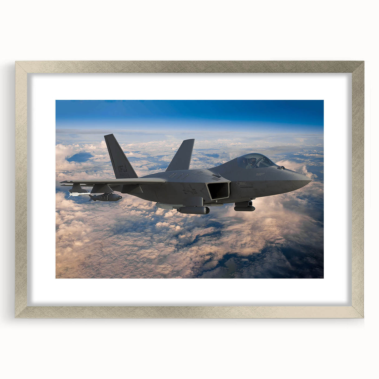 Extra large abstract art print featuring colorful, textured airplanes on a silver-framed canvas, ideal for living room decor.