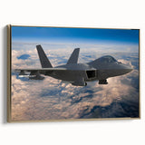 Framed canvas featuring a vintage airplane against a black background with colorful accents, ideal for an office or study.