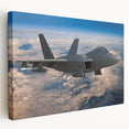 Side view of an airplane illustrated on a stretched canvas with muted gray and blue tones, suitable for kitchen wall art.