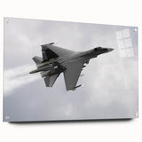 Acrylic print of a side-view airplane in grayscale tones, suitable for bedroom or dining room decor.