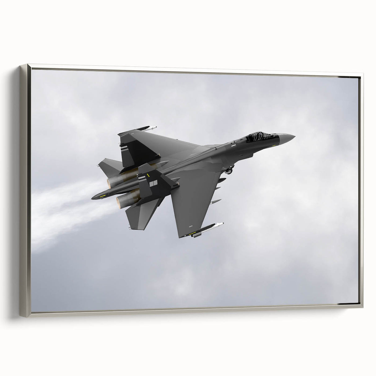 Framed canvas of a vintage airplane in black with colorful accents, ideal for an office or study room decor.